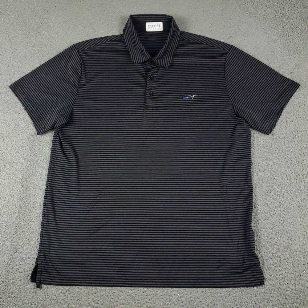 Greg Norman Polo Shirt Mens Size XL Gray Striped Shark Golf Casual Short Sleeve